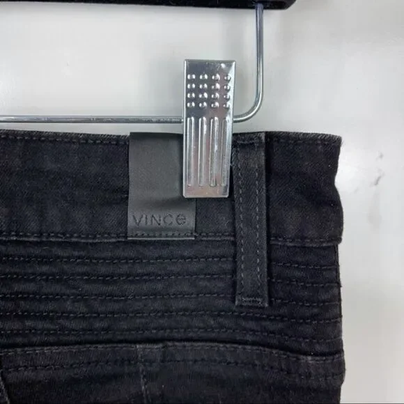 VINCE Black Mid Rise 5 Pocket Zip Ankle Moto Skinny Jeans Women's Size 26 - Picture 8 of 12